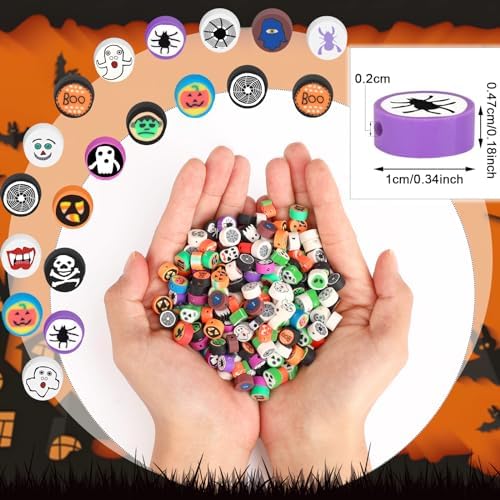 300Pcs Halloween Polymer Clay Beads for Jewelry Making