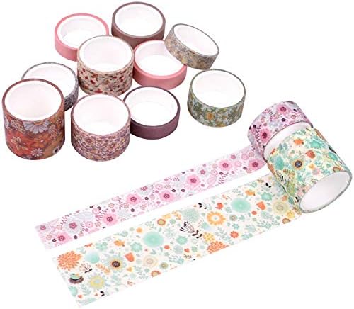 12 Rolls Fall Washi Tape Set, Autumn Leaf Floral Washi Tape