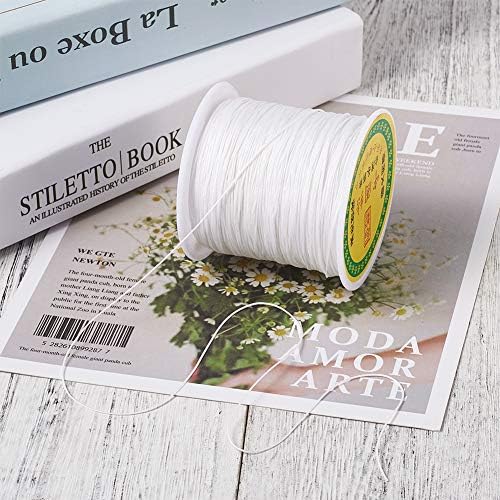 150 Yards 0.5mm Braided Nylon Crafting Thread Chinese Knotting Beading String Macrame Cord Rope for Necklace Bracelet Jewelry Craft Making, White
