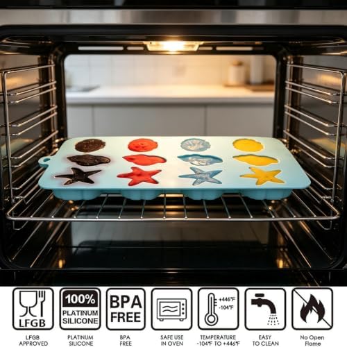 2Pack Marine Ocean Sea Silicone Mold, Seashell Starfish Conch Silicone Chocolate Candy Mold, Beach Silicone Mould for Cake Decoration, DIY Soap, Resin Craft, Ocean Mermaid Theme Party