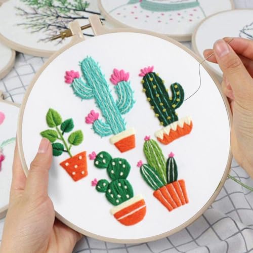 Louise Maelys 3 Pack Cactus Embroidery Kit for Beginners Plant DIY