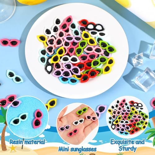 60Pcs Mini Resin Sunglasses Charms for DIY Crafts Supplies