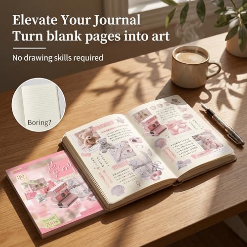 700+ Dreamcore Japanese Sticker Book, 30 Sheets Die-Cut Stickers - Japanese Aesthetic Stickers for Journaling, Scrapbooking, Planners, Junk Journals, Vision Board & Prayer Board