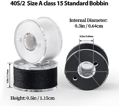 36pcs 18White+18Black 40S/2 Prewound Bobbin Thread Set
