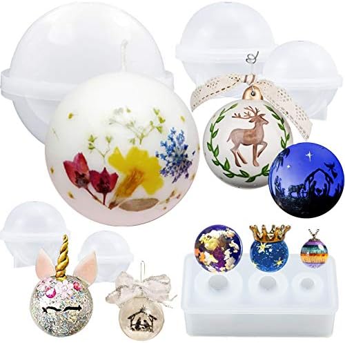 FUNSHOWCASE Sphere Resin Epoxy Silicone Molds for Jewelry Casting, Candle Making, Wax, Homemade Soap, Bath Bomb Craft Assorted Size 8-Count