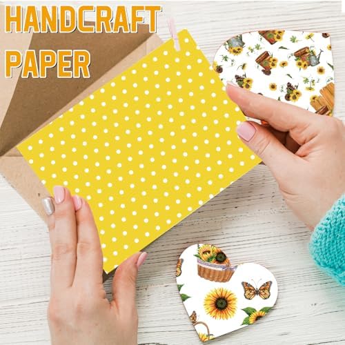 48 Sheets Sunflower Scrapbook Paper,Sunflower Pattern Decorative Scrapbook Paper for Journals DIY Cards and Photo Albums,Aesthetic Craft Supplies