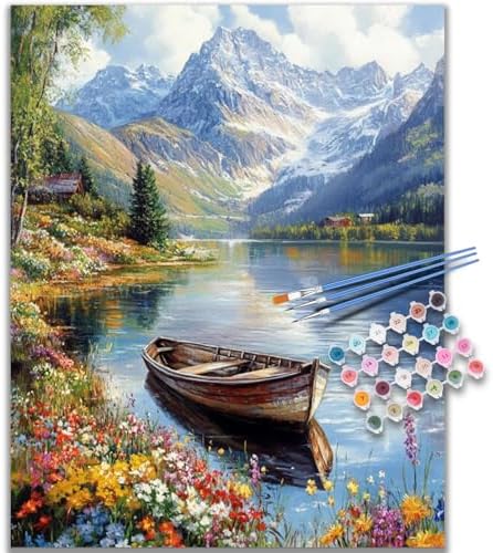 Kalonyth Boat Paint by Numbers Kit for Adults, 16x20 inch, No Framed