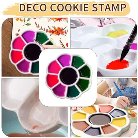 5" Porcelain Watercolor Palette - Plum Blossom Ceramic Artist Paint Palette with Mixing Tray for Painting and Craft Projects