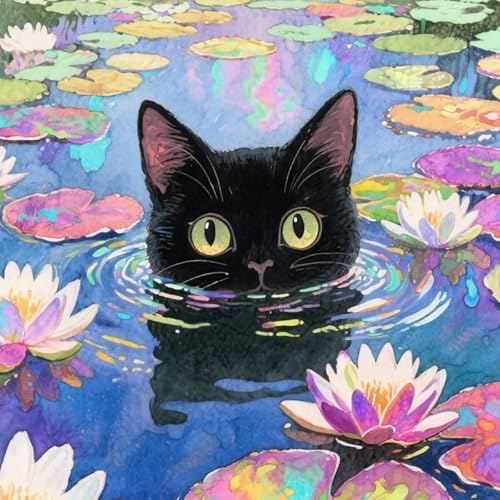 Dawnsphere Black Cat Paint by Numbers Kit for Adults Without Frame 16x16 in