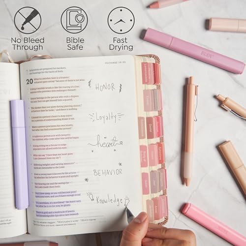 BLIEVE - Aesthetic Highlighters and Gel Pens With Soft Ink and Chisel Tip, Bible Highlighters and Pens No Bleed, Dry Fast Easy to Hold, for Bible Journaling Planner School Supplies (MORANDI)