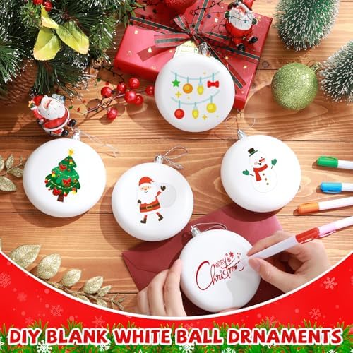 Zubebe 72 Pcs 4 Inch Christmas Blank White Ball Ornaments