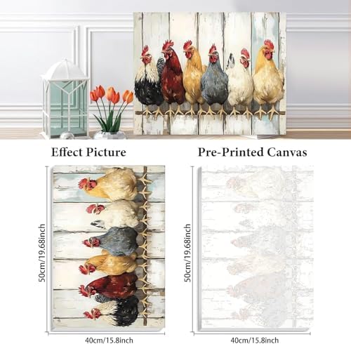 KYOQFVN Chicken Paint by Numbers Kits for Adults - DIY Paint by Numbers Kit on Canvas，Acrylic Painting by Number for Home Wall Decor 16 x 20 inch