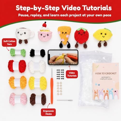 Cucina Crochet Kit for Beginners, 5 Italian Food Amigurumi Projects