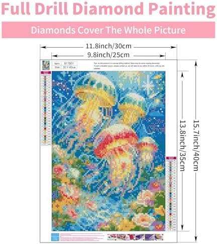 Diamond Art Kits for Adults, 5D Glowing Jellyfish Diamond Painting Kit