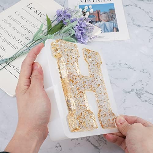 Gartful 7 Inch Large Letter Molds for Resin, 3D H Capital Alphabet Epoxy Resin Mold, A to Z Thick Resin Letter Molds for Making Letters, Word Sign Art, DIY Crafts, Making Cake, Party Home Decor