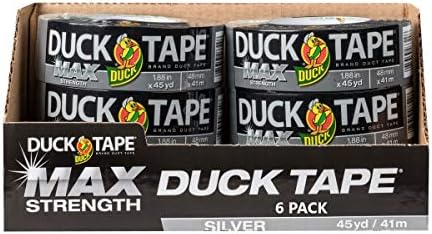 Duck Brand Max Strength Duct Tape - 6 Rolls - Heavy Duty Hold - 1.88 Inch x 45 Yards Each - Silver (241618)
