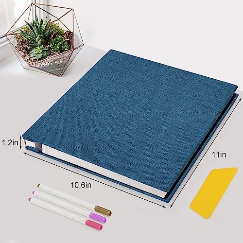 Zesthouse Photo Album Self Adhesive Pages, 60 Pages Magnetic Scrapbook Albums with Sticky Page,Photos Album Holds 8x10 & 5X7 & 4x6 & 6x8 & 3x5 (Black Blue, 11"x10.6"/White 60 Pages)