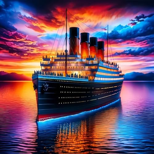 Sunset Steamship 5D DIY Diamond Painting Kits for Adults
