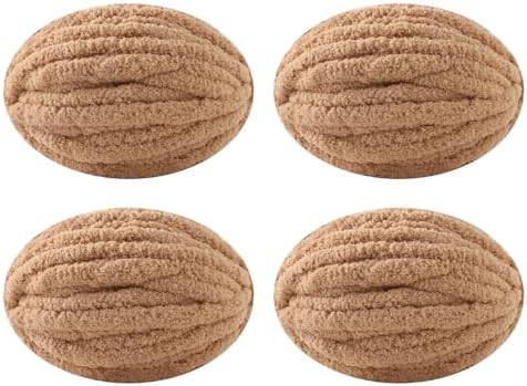 Chunky Yarn for Hand Knitting, No7 Thick Yarn, 250Grams 32Yards, Pack of 4, Perfect for Knitters and Crafters (Khaki)