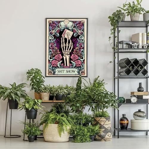 GOUOYANA Paint By Numbers Kit for Adults-Skull THE Show Funny Canvas | Adult Paint by Number Kits on Canvas for Painting DIY Skull THE SHOW Painting Art by Numbers for Home Wall Art Gift 12X16in