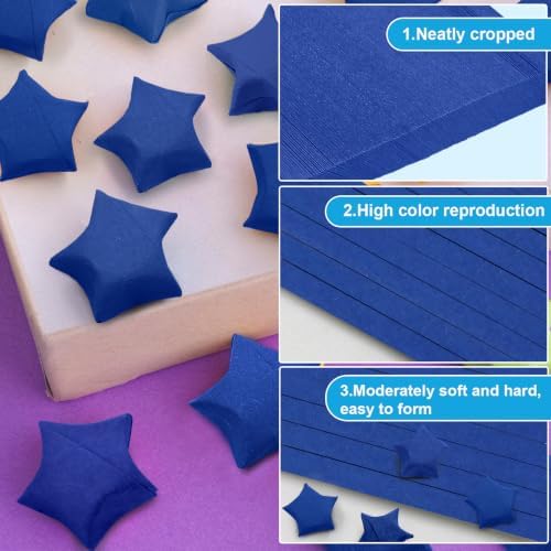 FoDau770 Solid Color Star Paper Strips - 360 Sheet, Dark Blue