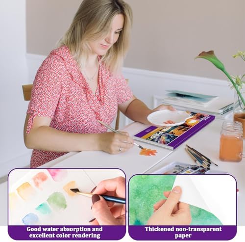 Tlenpo Watercolor Paper Pad, 8.5 x5.5 in, 110lb/230gsm, 50 Sheets Artist Painting Drawing Paper Book, Art Supplies for Adults Kids, Acid-Free Water Color Paper for Beginner Students
