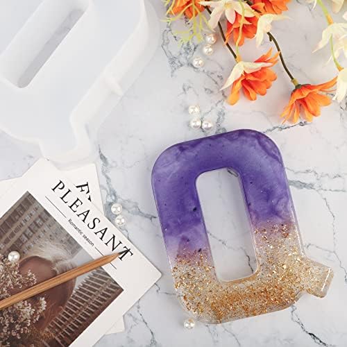 Gartful 7 Inch Large Letter Molds for Resin, 3D Q Capital Alphabet Epoxy Resin Mold, A to Z Thick Resin Letter Molds for Making Letters, Word Sign Art, DIY Crafts, Making Cake, Party Home Decor