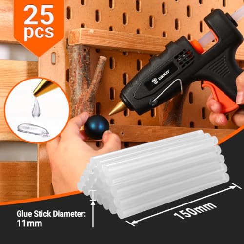 Hot Glue Gun Full Size: DEKOPRO 60/100Watt Dual Temp Hot Glue Gun Kit with 25 Glue Sticks, Organize Storage Case, Heavy Duty Heat Glue Gun Tool Set for Home Repair, Art & Crafts, DIY Black Orange