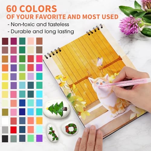 Droaful Acrylic Paint Pens Markers,60 Color Waterproof Paint Pens