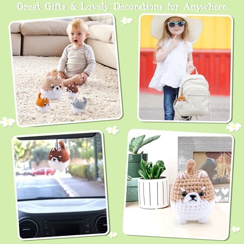 Crochet Kit for Beginners- 4 PCS Fat Shiba Inu Crochet Kits for Adults, 4PCS Corgi Dog Crochet Animal Kit with Step-by-Step Video Tutorials, Yarn, Crochet Hook, Instructions DIY Knitting Kit