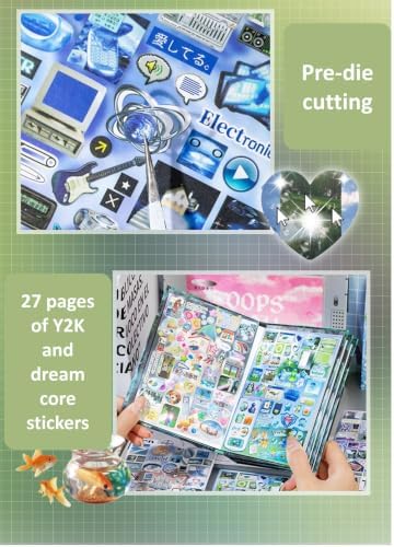 Dreamcore Y2K Retro Sticker Book, 27 Sheets Stickers, Epoch of Blur