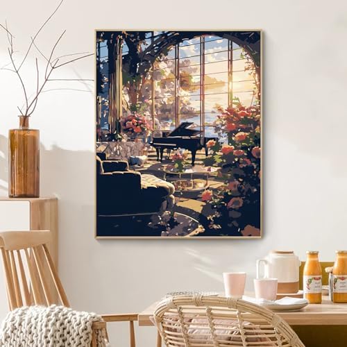 PRASIO Paint by Numbers Kit for Adults Beginner, Flower Landscape Adult Paint by Number Kits, DIY Acrylic Paint by Numbers Kit for Adults Canvas for Home Decor Gift 16x20 Inch