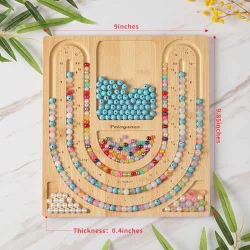 Petoysoso Bamboo Bead Board for Jewelry Making - Necklace and Bracelet Beading Board - Jewelry Making Supplies