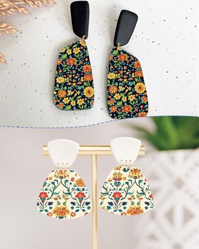 Puocaon Mexican Clay Transfer Paper - Vintage Flower Transfer Paper for Polymer Clay Earrings Jewelry Making