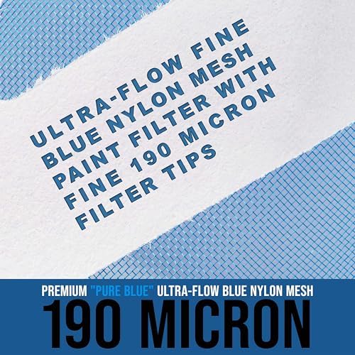 TCP Global - 190 Micron Filter Tips Ultra-Fine Paint Strainer, 250 Pack | Premium Pure Blue Nylon Mesh Cone Strainer - Paint Filter Cones for Auto, House & Hobby