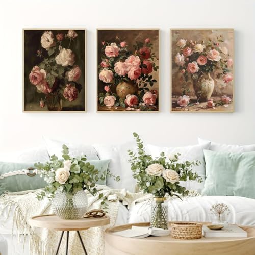 WNPOKN 3Pcs Vintage Vase Flowers Diamond Art Kits for Adults 12 x 16inch