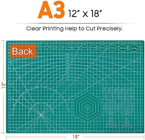 JIARON Self Healing Cutting Mat for Rotary Cutting, 12x18 Inch, Double Sided, 5 Layers, for Sewing, Crafts, Scrapbooking