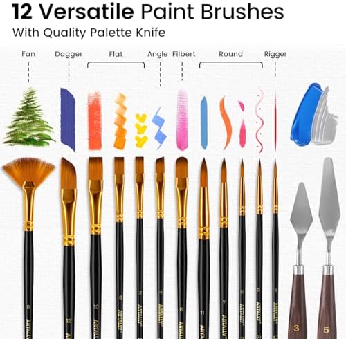 ARTALLY Acrylic Paint Set for Adults & Kids, 69 Pcs Canvas Painting Kits, 32 Colors Acrylic Paint (22ML),Table Easel,Brushes,Canvas, Art Painting Supplies Kit for Students,Artists,Beginners