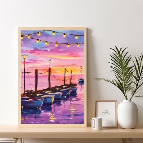 Kalonyth Boat Framed Paint by Numbers Kit for Adults Beginner 8x12 inch