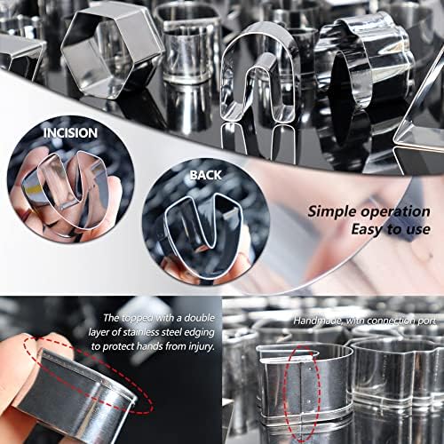 PTFJZ Polymer Clay Cutters for Earring Making 76pcs Clay Tools Set 67 Shapes Stainless Steel Clay Cutters with 8 Circle Shape Cutters 1 Letter Stamp