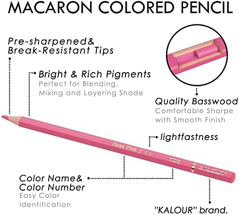 KALOUR PDAS 72+2 Count Macaron Pastel Colored Pencils for Adult Coloring Books, Artists Soft Core, Ideal for Drawing Blending Shading, Coloring Pencils Set Gift for Adults Beginners