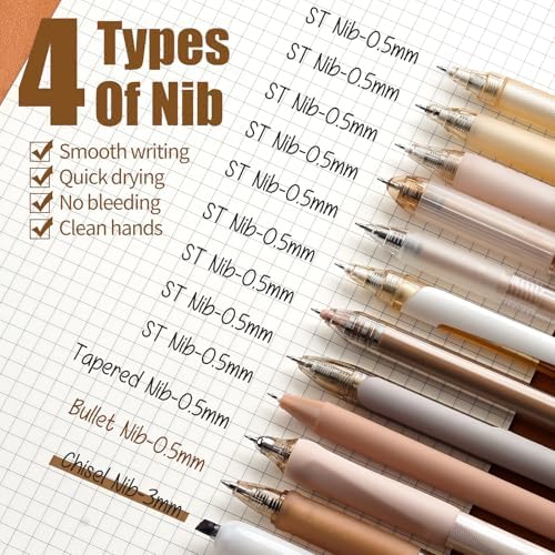 Four Candies Brown Pens, Black Gel Ink, Moor - 12ct, 0.5mm Fine Point
