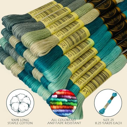 14 Skeins Per Pack Embroidery Floss - Cross Stitch Threads - Friendship Bracelets Floss - Crafts Floss, Pewter Gray Gradient
