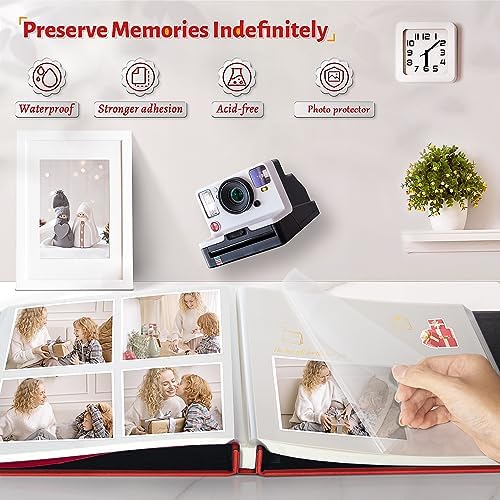 Artfeel Photo Album Self Adhesive Scrapbook,120 Pages Large Photo Book for 4x6,5x7,8x10 Pictures,DIY Album for Baby Wedding Family Travel Birthday,with Metallic Pen and Scraper