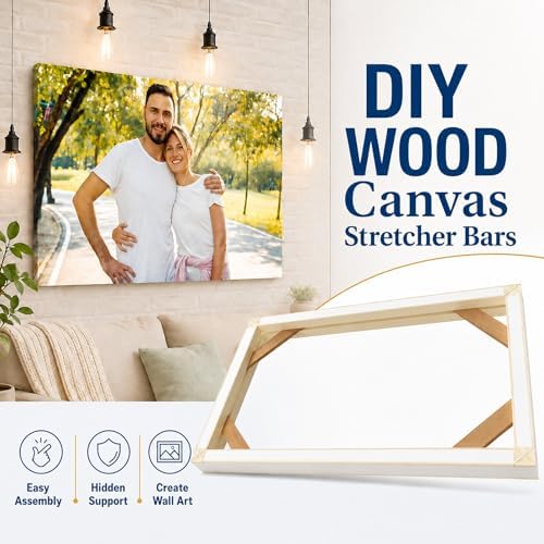 Texas Art DIY Wood Stretcher Bars for Canvas, Solid Wood Frame Kit, Easy to Assemble, Gallery Wrap for Oil Painting, Wall Posters, Customized Wooden Frame Kit for Diamond Painting, White, 10 x 20