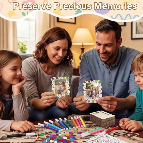 Yalikop 12 Pack Mini Picture Frame Crafts Wooden Magnetic Photo Frame, Wavy