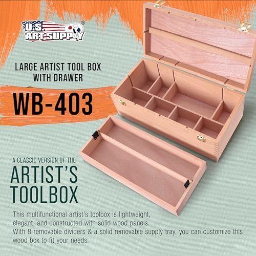 U.S. Art Supply Multi-Function Artist Supply Box with Locking Clasp