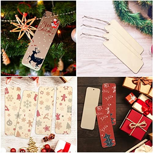 100 Sets 6 x 2 Inch Wooden Bookmarks with Holes and 10M Ropes