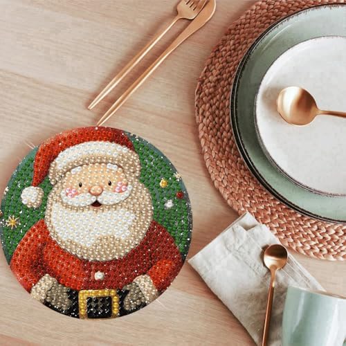 ijbnhd Christmas Diamond Art Coasters Kit, 8 PCS, 4X4inch