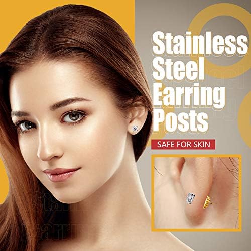 Gold Earring Posts Stainless Steel, Hypoallergenic Flat Pad Earring Studs